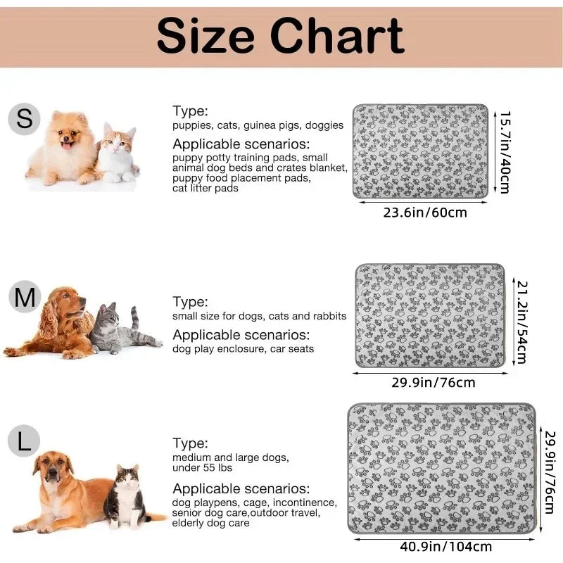 Paw Print Fleece Pet Blanket - Washable Dog Bed Mat