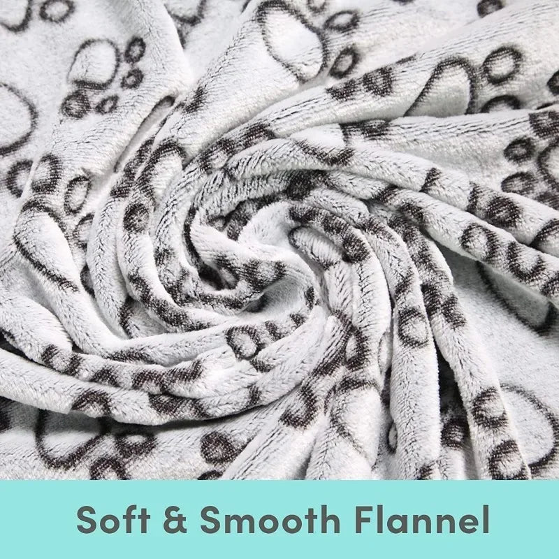Paw Print Fleece Pet Blanket - Washable Dog Bed Mat